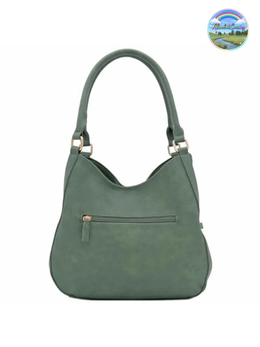 Lightweight Faux Leather 3 Compartment Hobo Bag with Gold-Tone Hardware